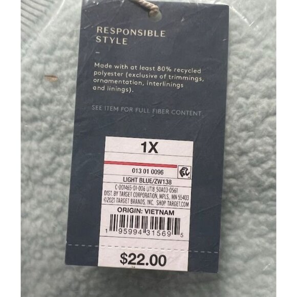 Universal Thread Women’s Plus Fleece Sweatshirt Light Blue 1X Cozy & Chic - Picture 3 of 3